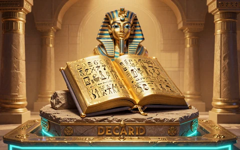 Book of Dead Slot Cover mit &auml;gyptischem goldenem Buch im Neon-Glow